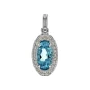 14K White Gold Oval Aquamarine and Diamond Pendant