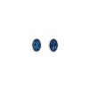 14K White Gold Oval Aquamarine Bezel Stud Earrings