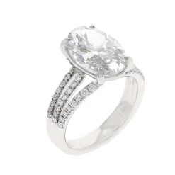 14K White Gold Oval Cut Split Shank Engagement Ring – Florencia