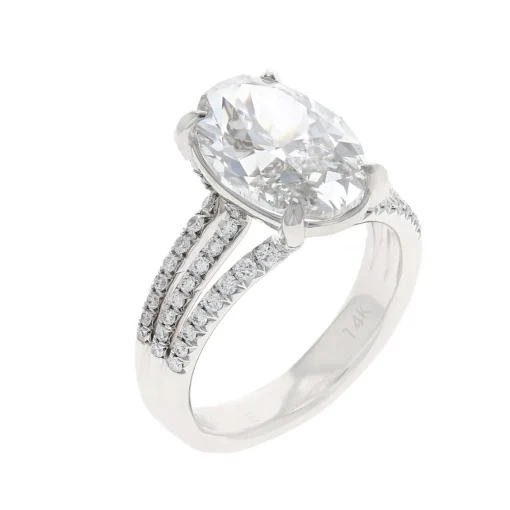 14K White Gold Oval Cut Split Shank Engagement Ring – Florencia