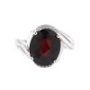 14K White Gold Oval Garnet and Diamond Ring