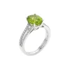 14K White Gold Oval Peridot and Diamond Ring