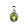 14K White Gold Oval Peridot Pendant with Diamond Halo