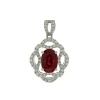 14K White Gold Oval Ruby and Diamond Pendant