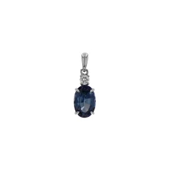 14K White Gold Oval Spinel and Diamond Pendant