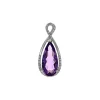14K White Gold Pear Amethyst and Diamond Pendant