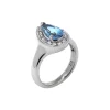 14K White Gold Pear Aquamarine and Diamond Ring