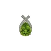 14K White Gold Pear Peridot and Diamond Pendant