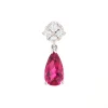 14K White Gold Pear Rubellite and Diamond Pendant