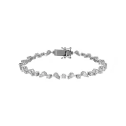 14K White Gold Pear-Shaped Bezel Diamond Bracelet