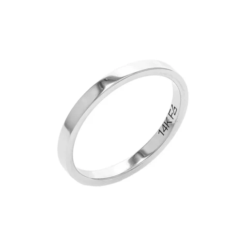 14K White Gold Plain Wedding Band