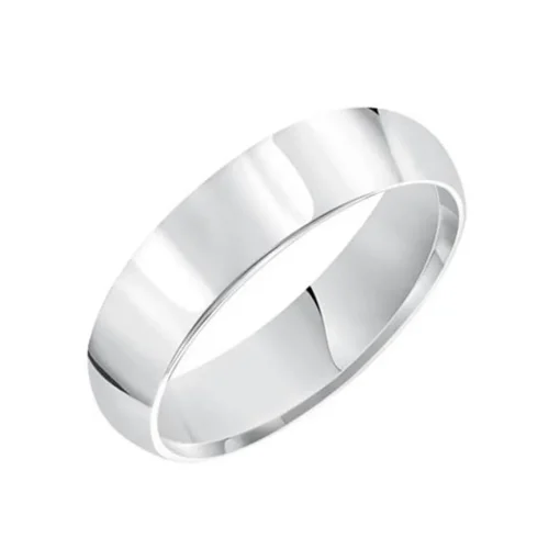 14K White Gold Plain Wedding Band