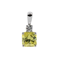 14K White Gold Radiant Yellow Diamond Pendant