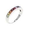 14K White Gold Rainbow Sapphire Ring