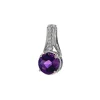 14K White Gold Round Amethyst and Diamond Pendant