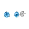 14K White Gold Round Blue Topaz Earrings