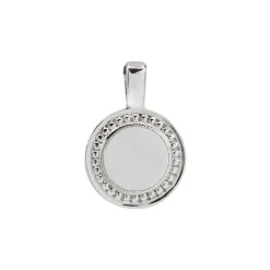 18K White Gold Round Charm Pendant