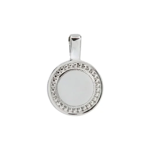 18K White Gold Round Charm Pendant