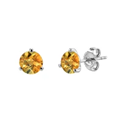 14K White Gold Round Citrine Earrings