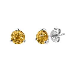 14K White Gold Round Citrine Earrings