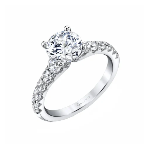 14K White Gold Round Cut Classic Engagement Ring – Anais