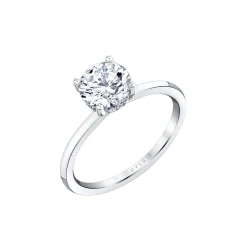 14K White Gold Round Cut Hidden Halo Engagement Ring – Melany