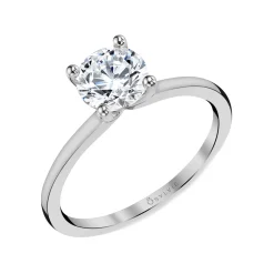 14K White Gold Round Cut Solitaire Engagement Ring – Amelia