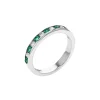 14K White Gold Round Emerald and Diamond Band