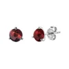 14K White Gold Round Garnet Earrings