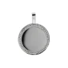 18K White Gold Round Milgrain Border Charm