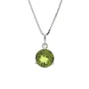 14K White Gold Round Peridot Pendant and Chain