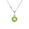 14K White Gold Round Peridot Pendant and Chain