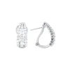 14K White Gold 3-Row Diamond Omega Earrings