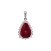 14K White Gold Rubellite and Diamond Pendant