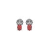 14K White Gold Ruby and Diamond Stud Earrings