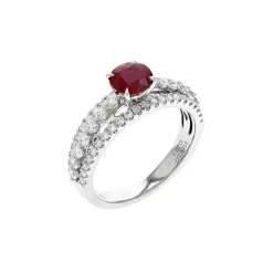 14K White Gold Ruby and Diamond Ring