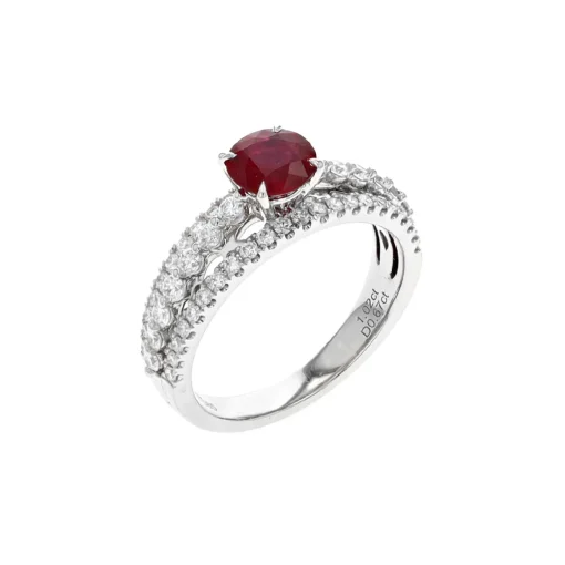 14K White Gold Ruby and Diamond Ring