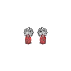 14K White Gold Ruby and Diamond Stud Earrings