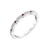14K White Gold Ruby and Diamond Band