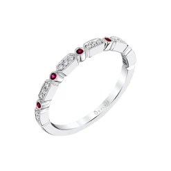 14K White Gold Ruby and Diamond Band