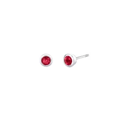 14K White Gold Ruby Bezel-Set Stud Earrings