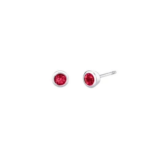 14K White Gold Ruby Bezel-Set Stud Earrings