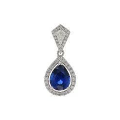 14K White Gold Sapphire and Diamond Pendant