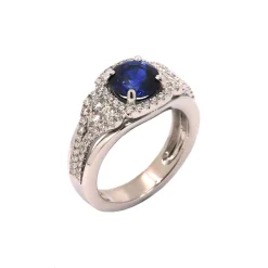 14K White Gold Sapphire and Diamond Ring