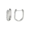 14K White Gold Satin Finish Diamond Huggie Hoop Earings
