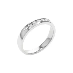 14K White Gold Scooped Channel Edge Diamond Wedding Band