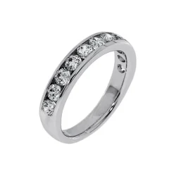 14K White Gold Scooped Edges Channel Band
