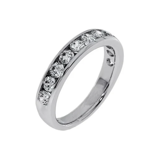 14K White Gold Scooped Edges Channel Band