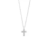 14K White Gold Small Diamond Cross Pendant with Chain