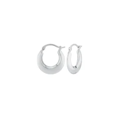 14K White Gold Small Polished Hoop Earrings